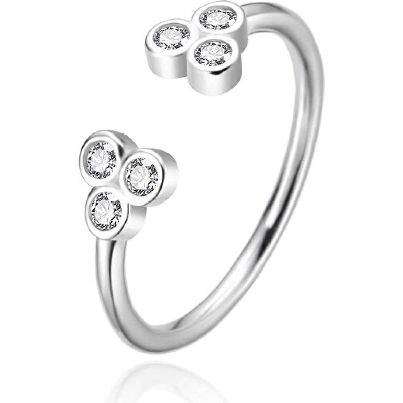 Silver open ring with zircons AGT-R68W - Circuit: 52 mm