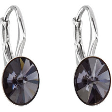 Sparkling oval earrings with Swarovski crystals 31276.3 graphite