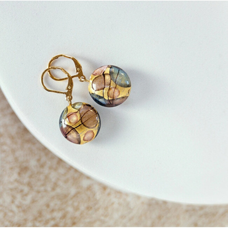 Art Nouveau Earrings with 24K Gold in Lampglas Pearls EP48