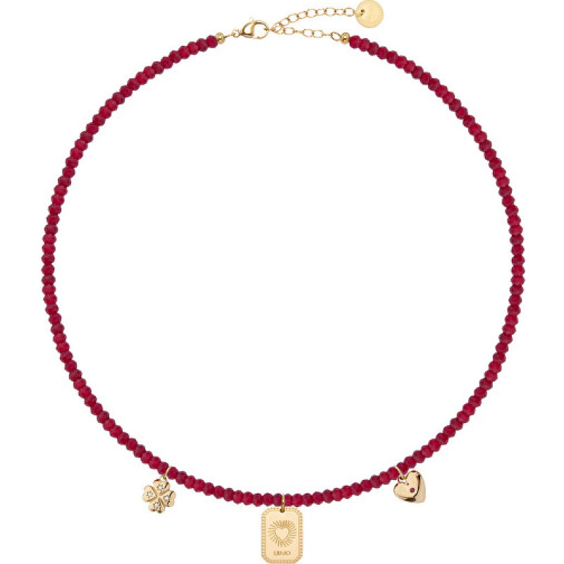 Red beaded necklace made of steel Icones LJ3154