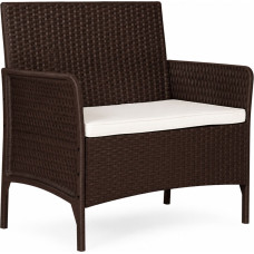 Multigarden Two-seater garden sofa with cushion, bench for balcony, patio and garden, brown, MultiGarden