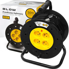 Pagarinātājs BLOW 50 m, 3x2,5 mm², 4 rozetes, uz spoles, ar rokturi