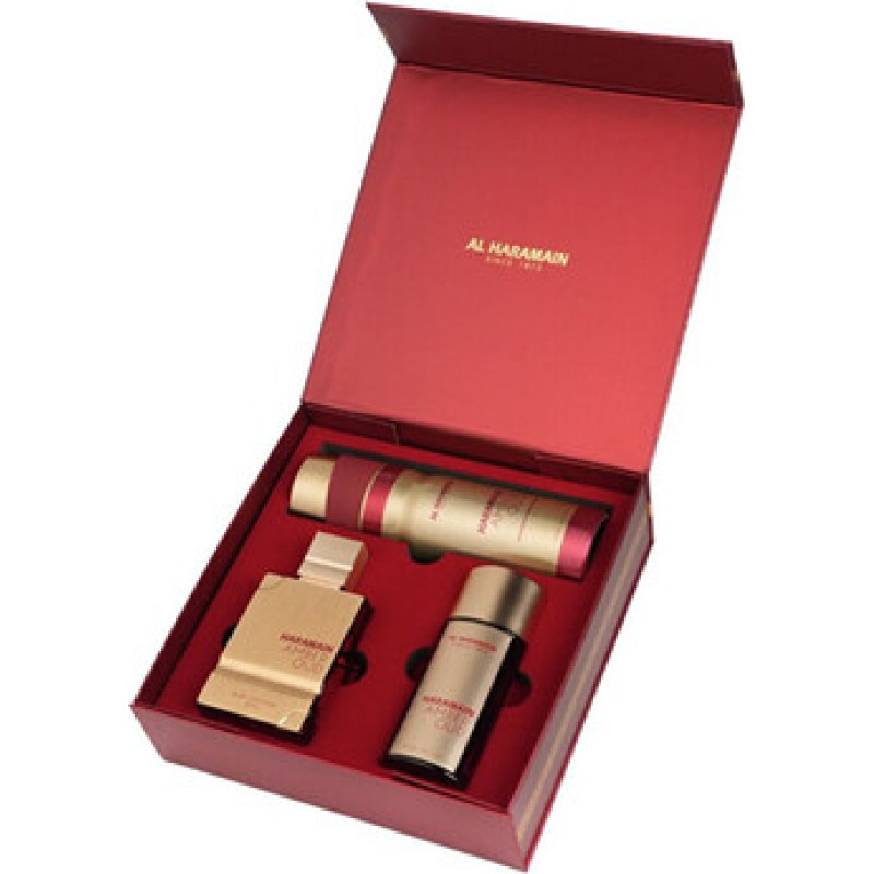 Al Haramain Amber Oud Ruby Edition D&aacute;rkov&aacute; sada EDP 75 ml, EDP 30 ml a deospray 200 ml