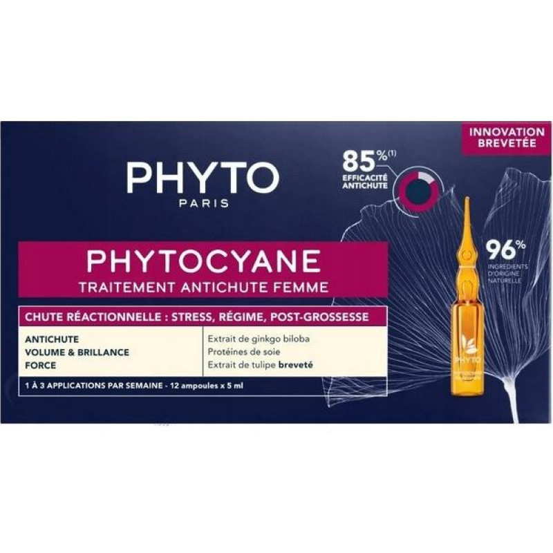 Phyto Phytocyane ampulas pret matu izkrišanu sievietēm, 12x5ml