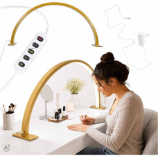 Lampa kosmetyczna LED bezcieniowa biurkowa do manicure paznokci łuk złota