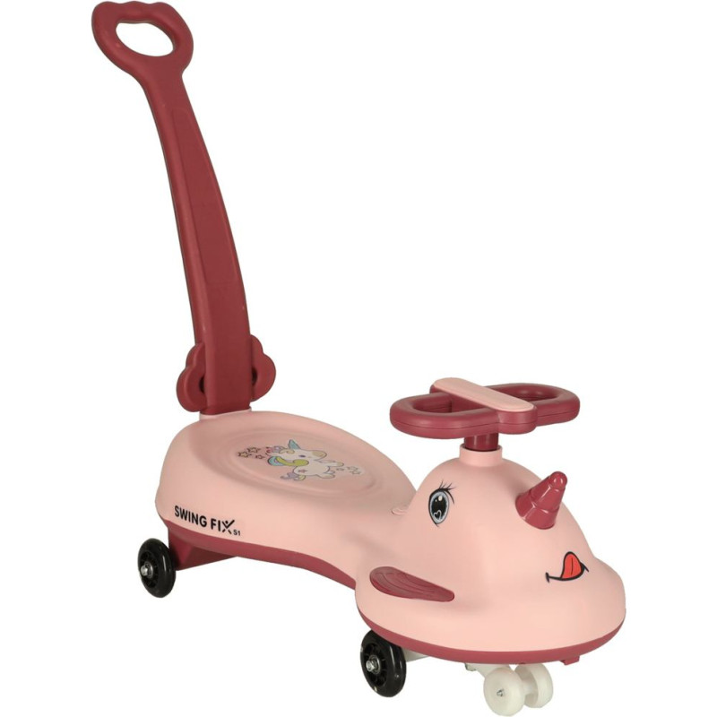 LED Swing FIX S1 gravitācijas skrejritenis ar rokturi rozā krāsā līdz 65 kg