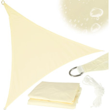 LUARO dārza terases saulessargs ūdensizturīgs 4x4x4m trīsstūris bēšs