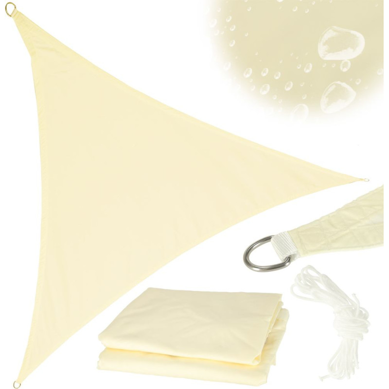 LUARO dārza terases saulessargs ūdensizturīgs 4x4x4m trīsstūris bēšs