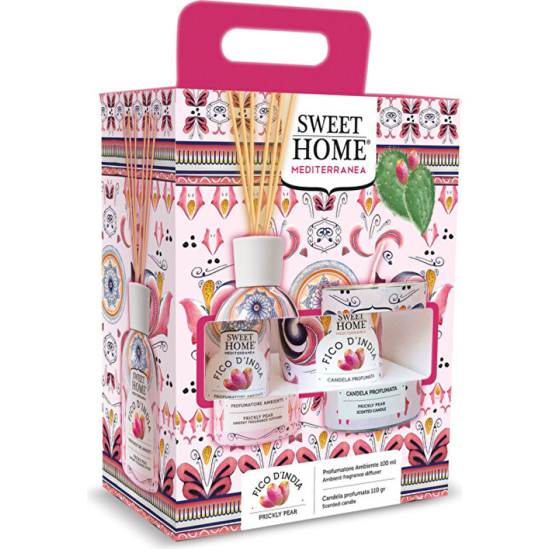 Gift set of aroma diffuser with candle Prickly Pear