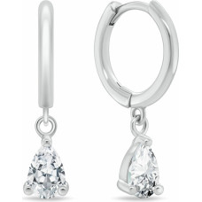 Silver hoop earrings with dangling zirconia EA1189W