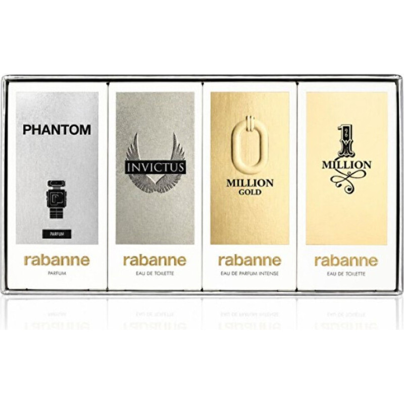 Rabanne Miniatures Collection for Men - Phantom - perfume 5 ml + Invictus - EDT 5 ml + Million Gold Intense - EDP 5 ml + 1 Million - EDT 5 ml