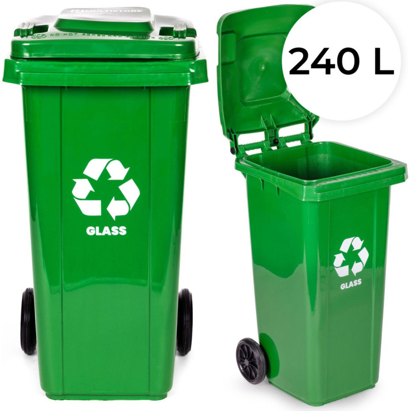 Multistore 240L large wheelie bin with rubber wheels &ndash; yellow for plastic waste
