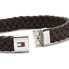 Tommy Hilfiger Tumši brūna ādas rokassprādze ar tērauda aizdari 2790330