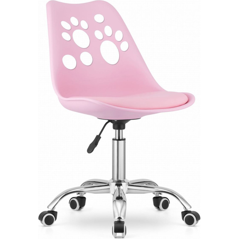 Leobert PRINT Chair Pink Faux Leather Swivel with Chrome Base