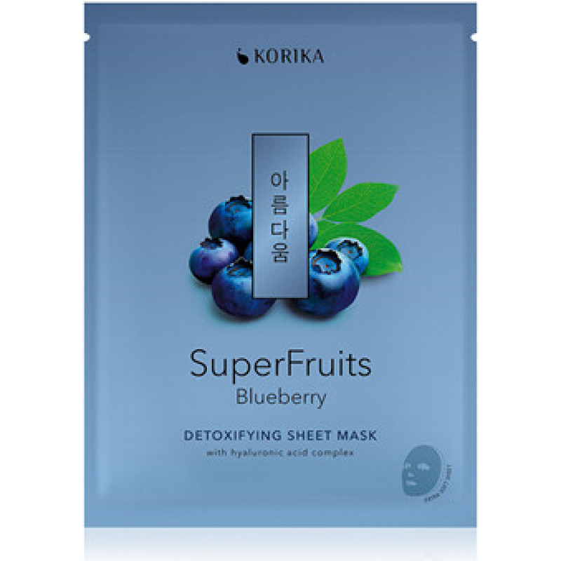 Korika Superfruits Detoxifying Sheet Mask ( Borůvka ) - Detoxikačn&iacute; pl&aacute;t&yacute;nkov&aacute; maska