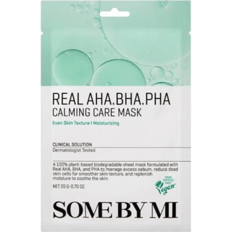 Some By Mi Real AHA.BHA.PHA Calming Care Mask - Zklidňuj&iacute;c&iacute; pl&aacute;t&yacute;nkov&aacute; maska pro problematickou pleť