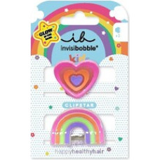 Invisibobble Clipstar Glow Happy Heart - Skřipeček do vlasů 2 ks