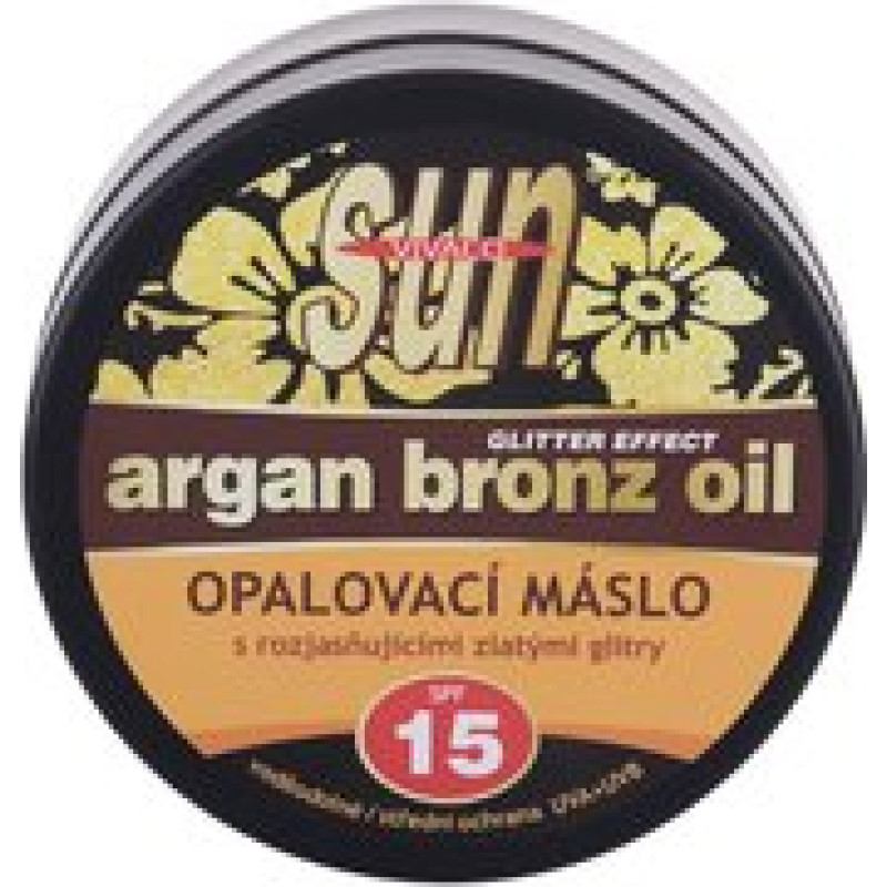 Vivaco Sun Argan Bronz Oil Glitter Effect SPF15 - Suntan butter with argan oil and glitter