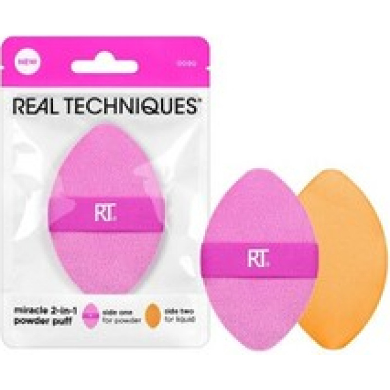 Real Techniques Miracle 2-In-1 Powder Puff - V&iacute;ce&uacute;čelov&aacute; labutěnka pro nan&aacute;&scaron;en&iacute; pudrov&yacute;ch a tekut&yacute;ch produktů