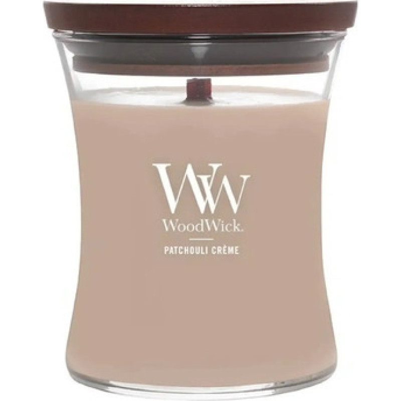 Woodwick Patchouli Cr&eacute;me V&aacute;za ( kr&eacute;m z pačuli ) - Vonn&aacute; sv&iacute;čka