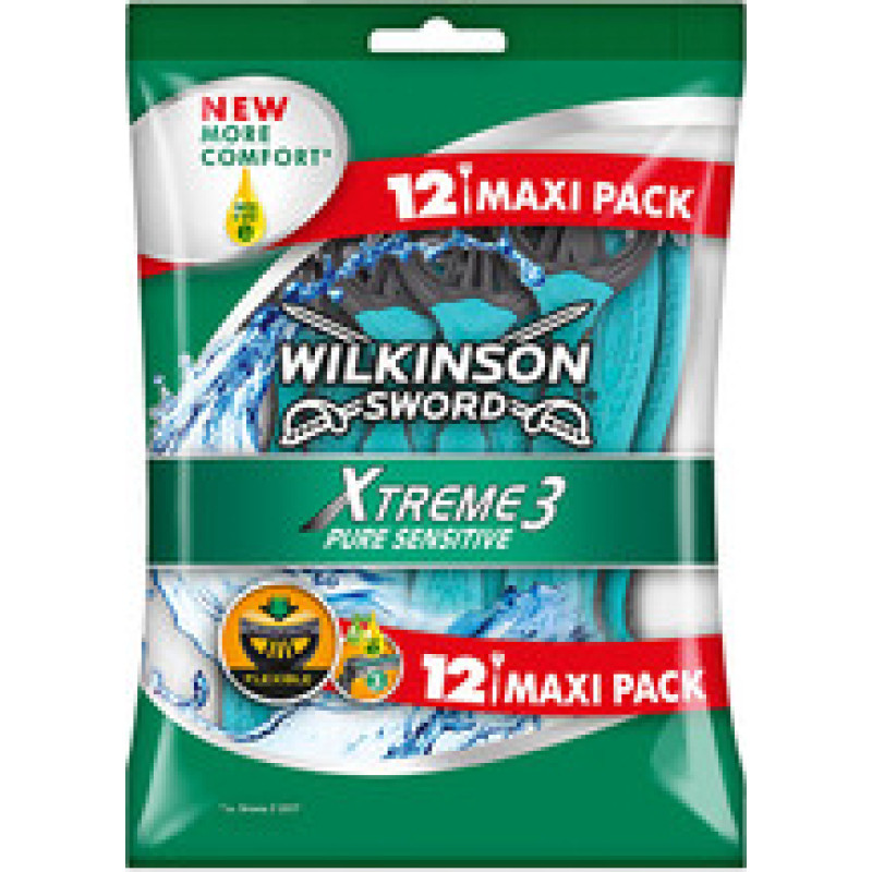 Wilkinson Sword Xtreme3 ​​Pure Sensitive (12 pcs) - Disposable razor for men