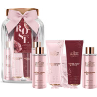The Luxury Bathing Company Velvet Rose D&aacute;rkov&aacute; sada ve skleněn&eacute; d&oacute;ze ( Růže & Pivoňka )