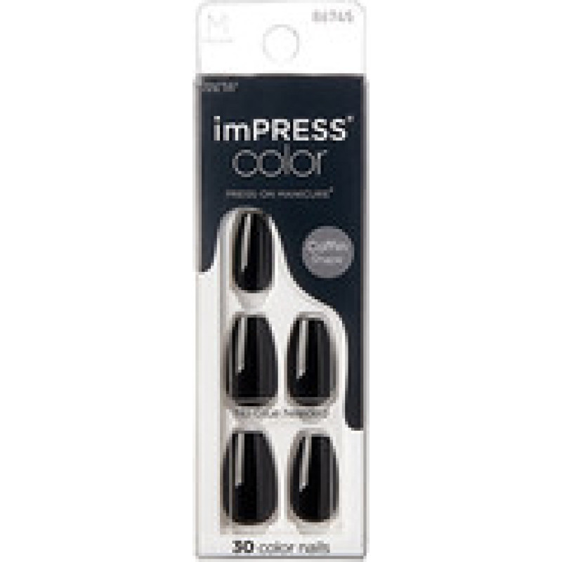 Kiss My Face ImPRESS Color MC All Black Nails 30 pcs