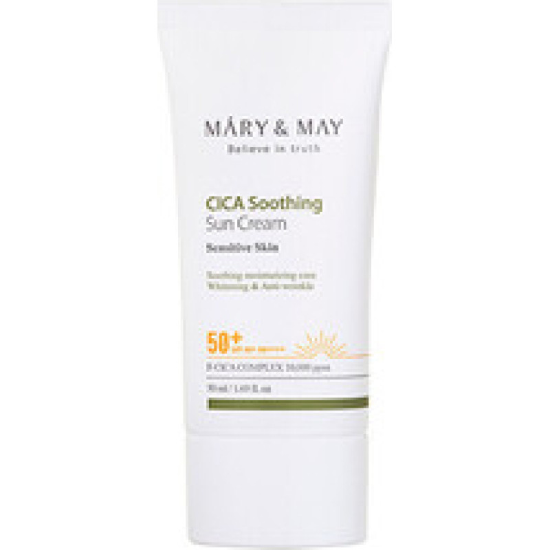 Mary & May CICA Soothing Sun Cream SPF 50+ - Pleťov&yacute; opalovac&iacute; kr&eacute;m