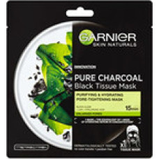 Garnier Black Textile Mask with Seaweed Extract Pure Charcoal Skin Natura l s (Black Tissue Mask) 28 g