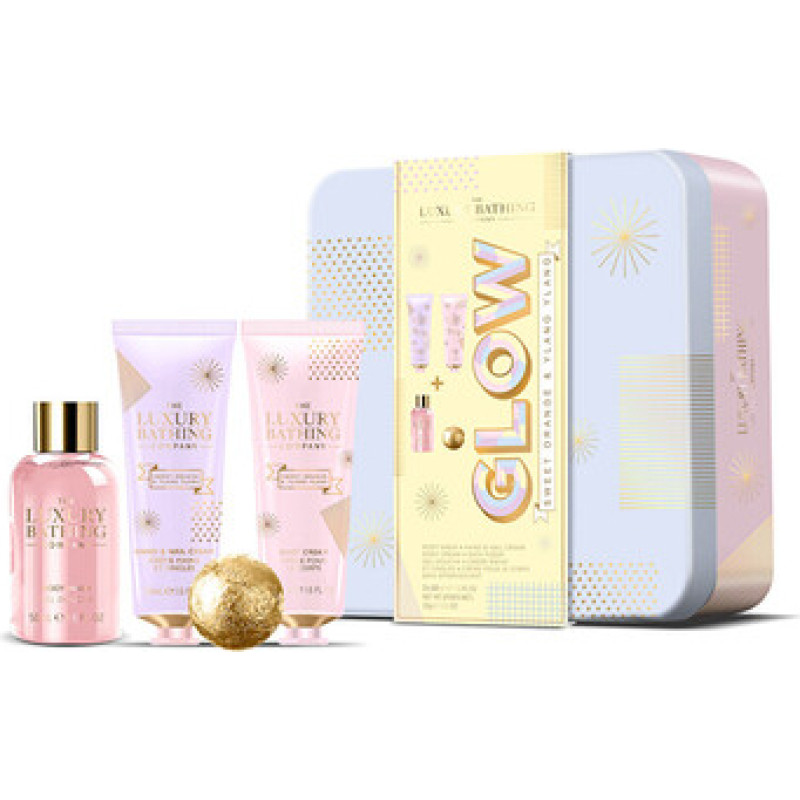 The Luxury Bathing Company D&aacute;rkov&aacute; sada p&eacute;če o tělo v plechov&eacute; d&oacute;ze ( Pomeranč & Ylang Ylang )