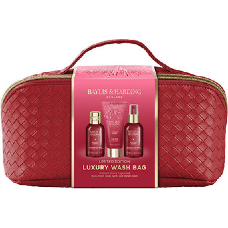 Baylis & Harding Midnight Cherry Set with Cosmetic Bag - D&aacute;rkov&aacute; sada v kosmetick&eacute; ta&scaron;ce