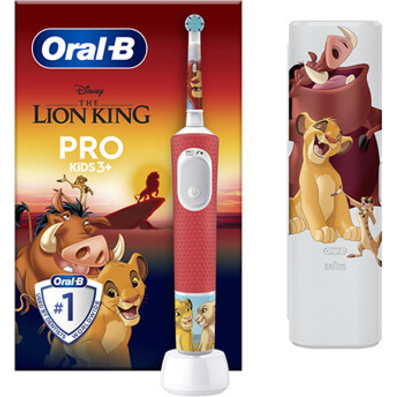 Oral B Pro Kids Lv&iacute; kr&aacute;l - Elektrick&yacute; zubn&iacute; kart&aacute;ček s cestovn&iacute;m pouzdrem