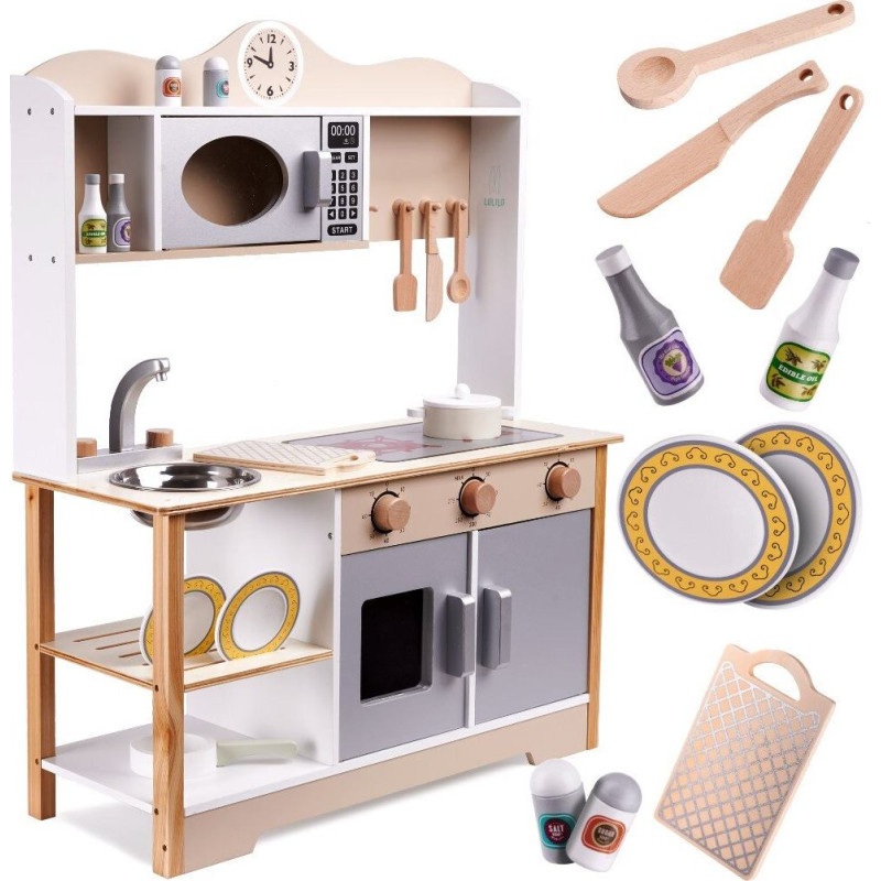 LULILO bērnu koka virtuve MDF KUKETO + aksesuāri