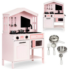 Koka bērnu virtuve Eco Toys PLK563P, rozā, 66 x 35 x 16 cm