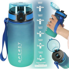 Ūdens pudele bidons ar salmiņa rokturi sporta 600ml zili zaļa