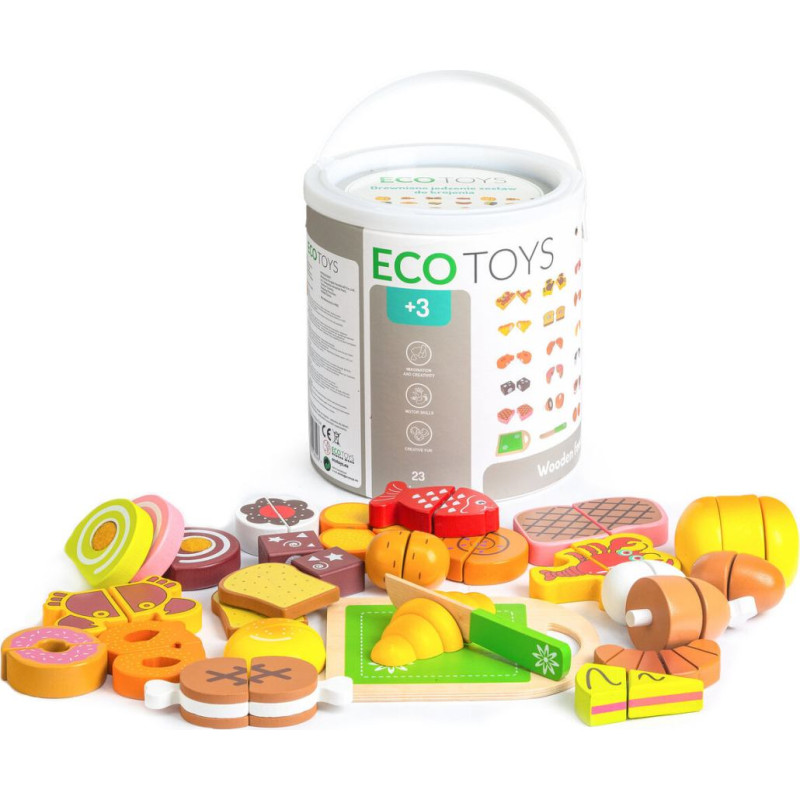 Sagriežams koka ēdienu komplekts Ecotoys