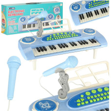 Klaviatūra bērniem interaktīvās klavieres ērģeles 37 taustiņi mikrofona statīvs zils
