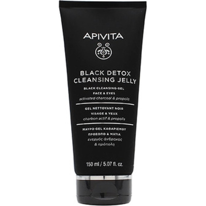 Apivita Black Detox Cleansing Jelly - Čistic&iacute; gel s aktivn&iacute;m uhl&iacute;m na obličej a oči