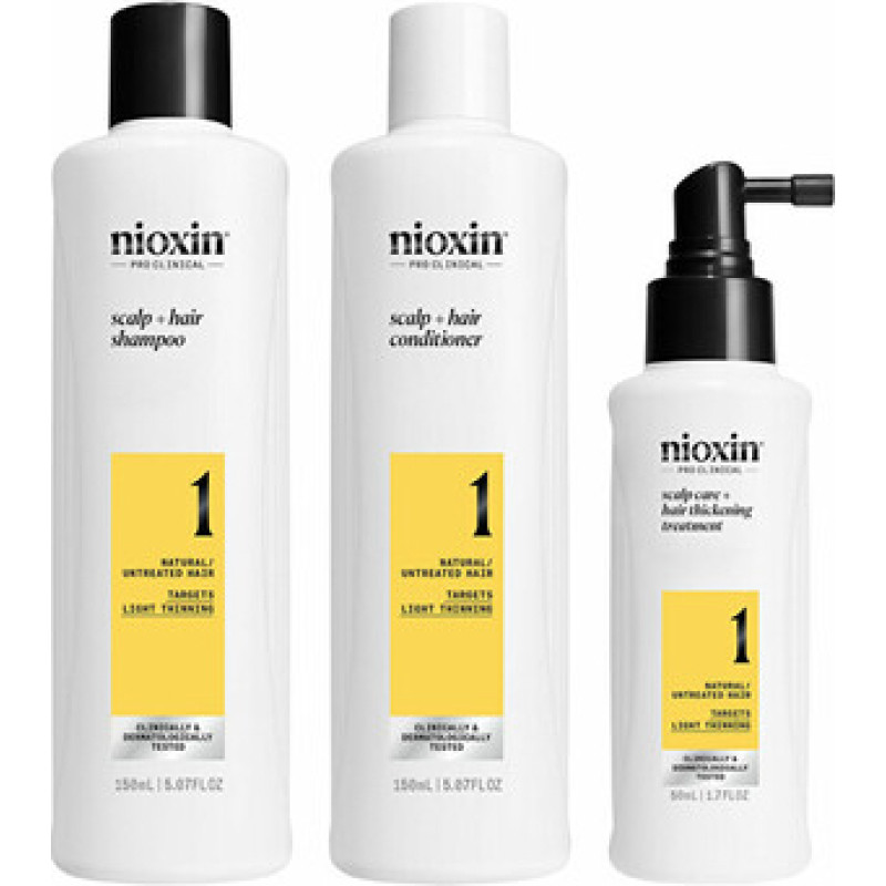 Nioxin System 1 Set - Sada p&eacute;če pro jemn&eacute; m&iacute;rně ř&iacute;dnouc&iacute; př&iacute;rodn&iacute; vlasy