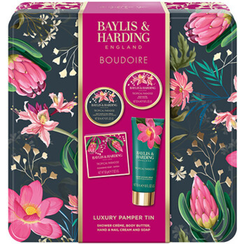 Baylis & Harding Boudoire Tropical Paradise Luxury Pamper Tin - D&aacute;rkov&aacute; sada p&eacute;če o tělo