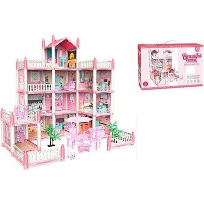 Leļļu namiņa villa rozā dari pats 4 līmeņu mēbeles