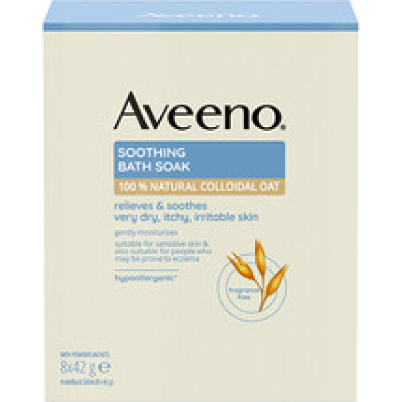 Aveeno Soothing Bath Soak 8 x 42 g - Zklidňuj&iacute;c&iacute; ovesn&aacute; koupel