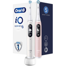 Oral B iO6 Series Duo Pack White/Pink Sand Extra Handle Toothbrush ( 2 ks ) - Elektrick&yacute; zubn&iacute; kart&aacute;ček