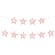 Banner zīme bērnu dušas zvaigznes spilgti rozā 290cm x 16,5cm