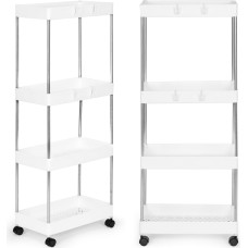 Modernhome Plastic bathroom shelf stand with 4 shelves and wheels