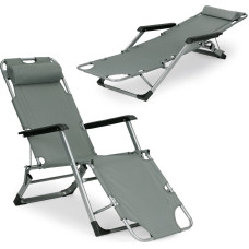 Multigarden Garden beach chair lounger, foldable 2-in-1, gray, MultiGarden