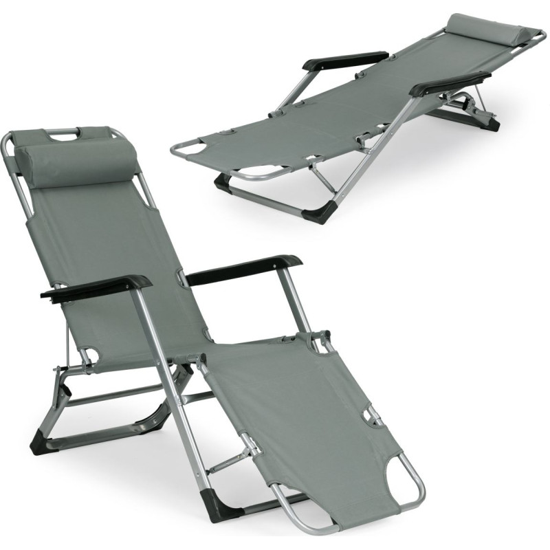 Multigarden Garden beach chair lounger, foldable 2-in-1, gray, MultiGarden