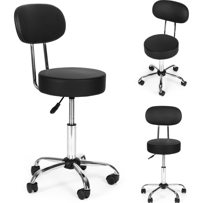 Modernhome Swivel Stool with Backrest Cosmetic Medical Adjustable Chair Black ModernHome