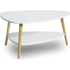Modernhome Modern coffee table, shelf, wooden legs, white, ModernHome