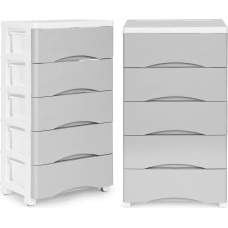 Modernhome Shelf Unit with 5 Pull-Out Drawers and Wheels Grey ModernHome